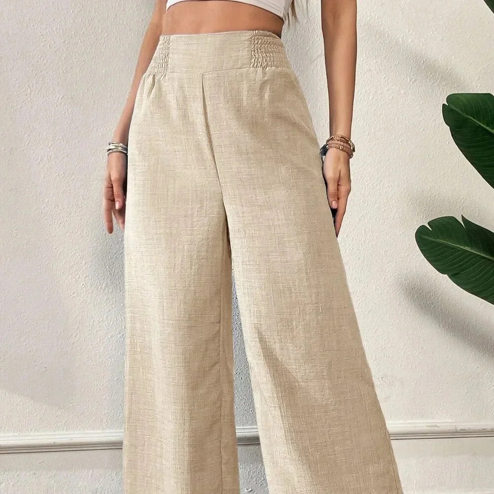 Apricot Casual Women's Waist Wide Leg Pants